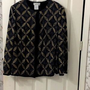 EVENING Jacket PLUS size 2X black w/ sparkly gold design.